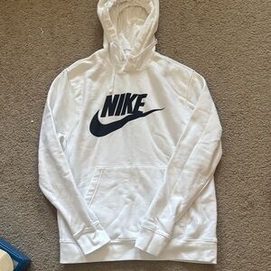 Nike White and Black Logo Hoodie